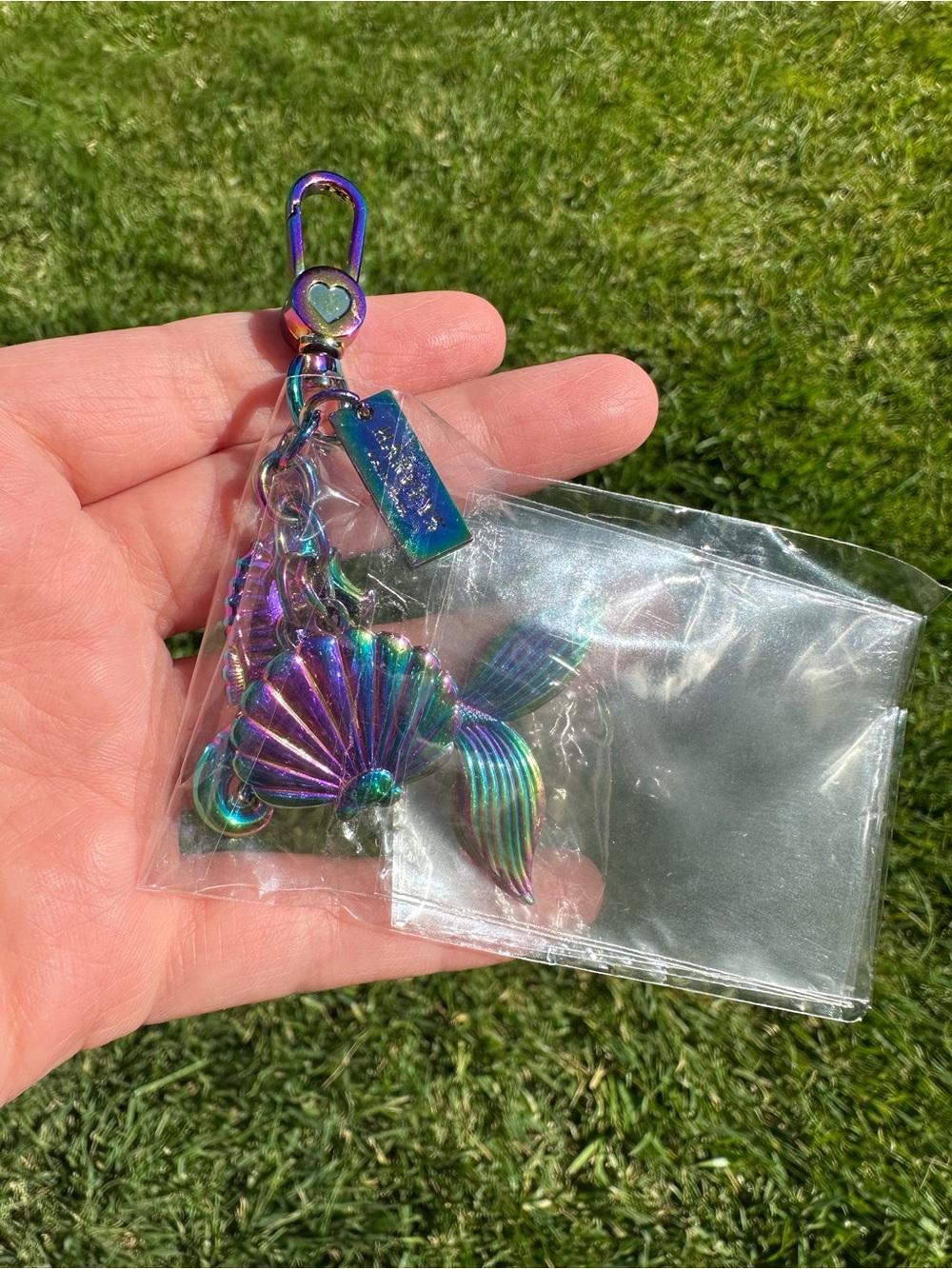 Harveys Mermaid Bag Charm Seahorse Shell Oil Slick Metal NIP